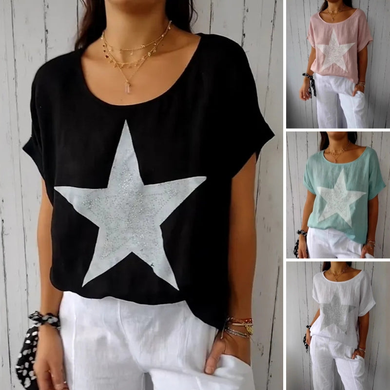 Women's Casual Star-Print Loose-Fit T-Shirt