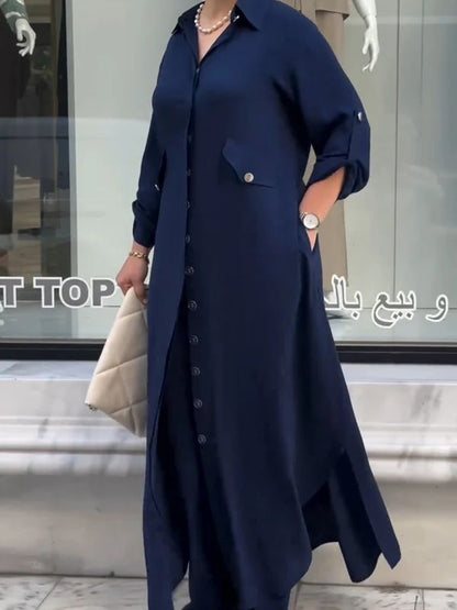 2025💖higher quality💖Button-Down Shirt & Wide-Leg Pants 2-Piece Set