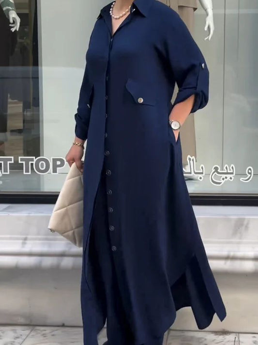 2025💖higher quality💖Button-Down Shirt & Wide-Leg Pants 2-Piece Set