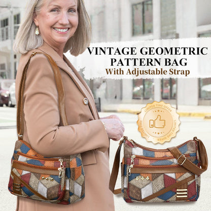 🔥Vintage Geometric Pattern Bag With Adjustable Strap👜