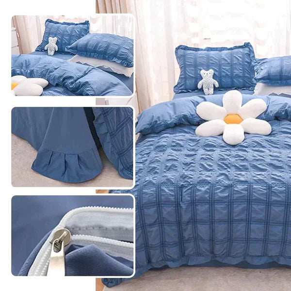 [Excellent Value] Icy Seersucker Summer Cool Quilt Lace 4-piece Set🔥