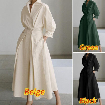 🔥Hot Sale 49% OFF💃Women's Pure Cotton Shirt Collar Dress