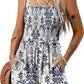 ⏰Hot Sale 48% Off💃Women's Summer Square Neck Sleeveless Loose Casual Short Smocked Romper
