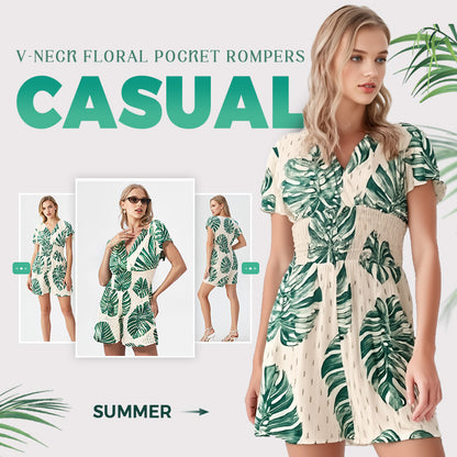 🌸Spring Sale🔥Casual Floral Polka Dot Pocket Rompers🌸