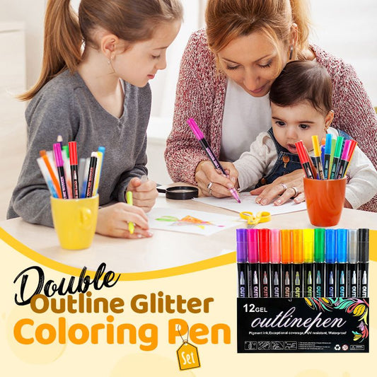 🔥Black Friday Sale 49%OFF🎁 Double Outline Glitter Coloring Pen Set