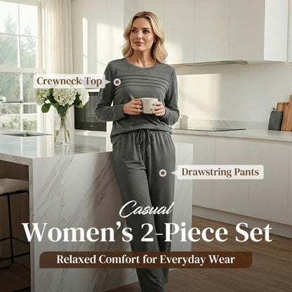 ⏳⏰Women's Crew Neck Top & Drawstring Pants Set👚👖