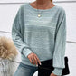 🌹Autumn Sale-50% Off🌹Solid Round-Neck Striped Top with Long Sleeves