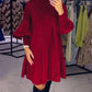 🎉Women's Plus Size Lantern Sleeve Stand Collar Dress👗