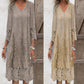 💖Limited Sale 50% OFF💖Elegant half sleeve v-neck lace dress for women