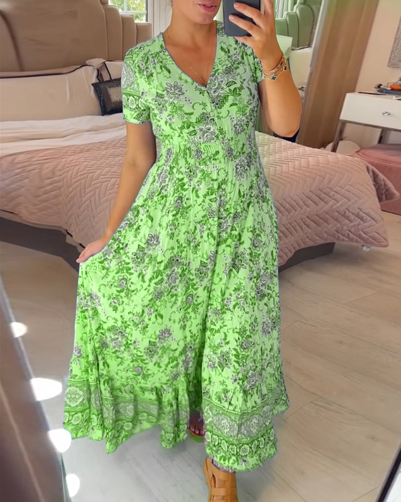 (💃Hot Sale - 56% OFF🔥) Floral Print V-neck Dress