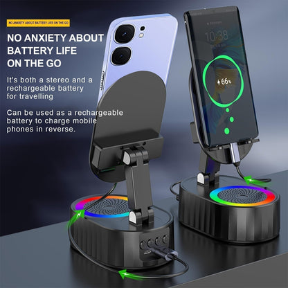💥2025 Upgraded Cell Phone Stand with Induction Speaker/Power Bank/Atmosphere Light✨
