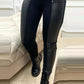 👖Faux Leather Pants With Contrasting Trim And Zipper