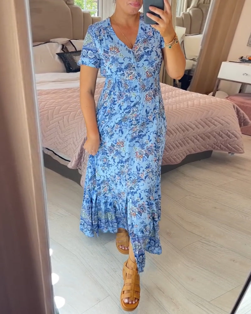 (💃Hot Sale - 56% OFF🔥) Floral Print V-neck Dress
