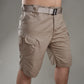 Men's Tactical Cargo Shorts, Solid Color, Multi-Pocket, Suitable for Outdoor Hiking, Summer Shorts Without Belt