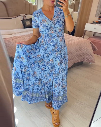 (💃Hot Sale - 56% OFF🔥) Floral Print V-neck Dress
