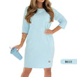 🔥 SUMMER SPECIAL Round Neck 3/4 Sleeve Dress with Pockets