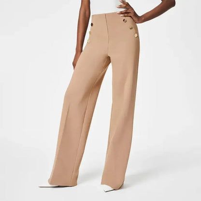 Winter High Stretch High Waist Wide Leg Trousers