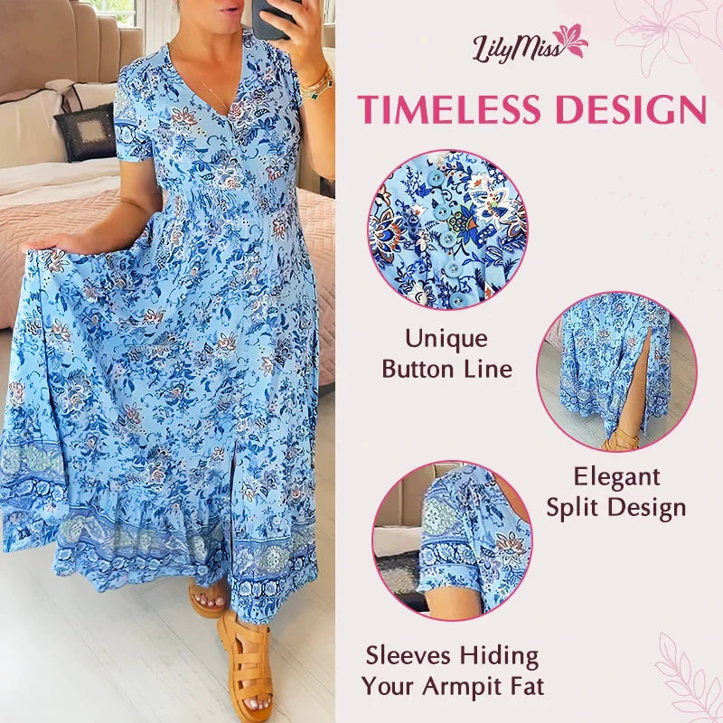 (💃Hot Sale - 56% OFF🔥) Floral Print V-neck Dress