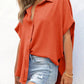 💥Hot Sale 49% Off🍃Women's Casual Button Short Sleeve Slit Hem Shirt Solid Color Tops