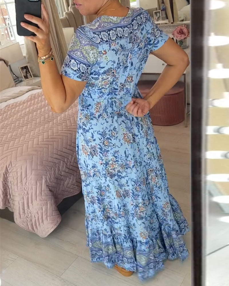 (💃Hot Sale - 56% OFF🔥) Floral Print V-neck Dress
