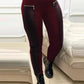 👖Faux Leather Pants With Contrasting Trim And Zipper