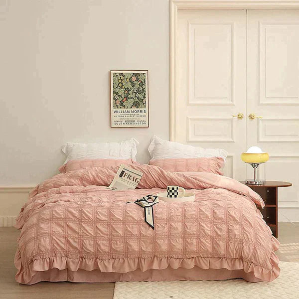 [Excellent Value] Icy Seersucker Summer Cool Quilt Lace 4-piece Set🔥