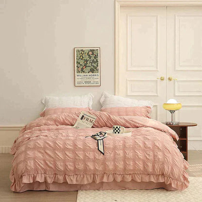 [Excellent Value] Icy Seersucker Summer Cool Quilt Lace 4-piece Set🔥