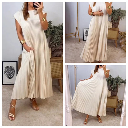 🌸Seasonal Sale-49%OFF👗Sleeveless pleated simple solid color dress