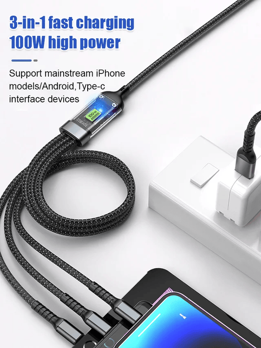 🎉Limited Time Buy 1 Get 1 Free🎉Transparent Luminous Super Fast Charging 3-in-1 Data Cable⚡