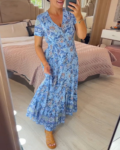 (💃Hot Sale - 56% OFF🔥) Floral Print V-neck Dress