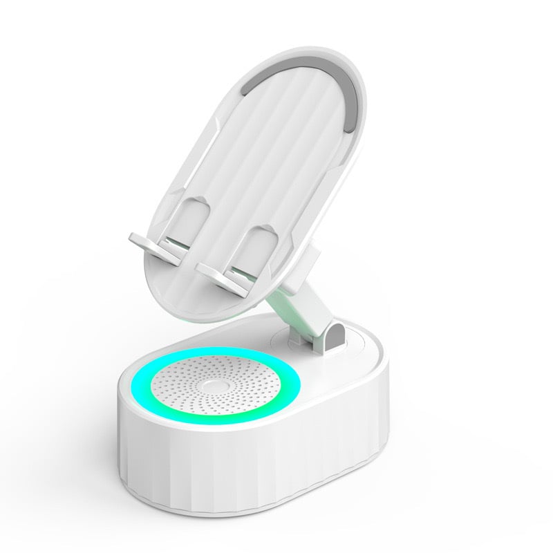 💥2025 Upgraded Cell Phone Stand with Induction Speaker/Power Bank/Atmosphere Light✨