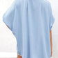 💥Hot Sale 49% Off🍃Women's Casual Button Short Sleeve Slit Hem Shirt Solid Color Tops