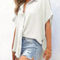 💥Hot Sale 49% Off🍃Women's Casual Button Short Sleeve Slit Hem Shirt Solid Color Tops