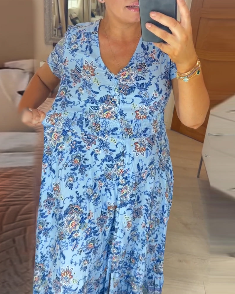 (💃Hot Sale - 56% OFF🔥) Floral Print V-neck Dress
