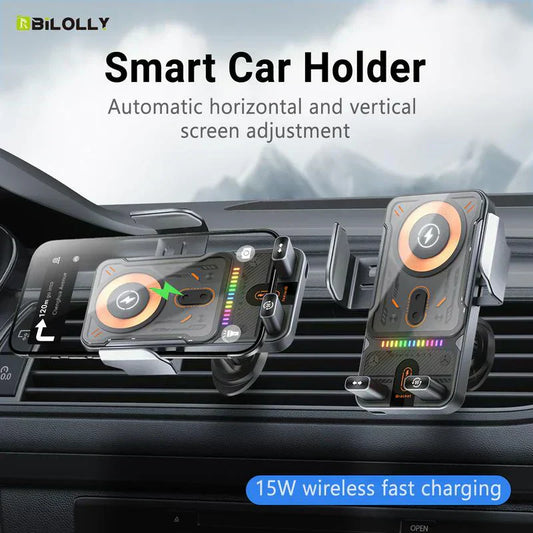 🔥HOT SALE 52% OFF🎁⚡Over 50,000 sold! 📱Smart 2-in-1 Car Rotating Mobile Phone Holder & Wireless Charger⚡