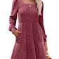 🔥👗2025 Autumn Women's Soft Ribbed Square Neck Dress