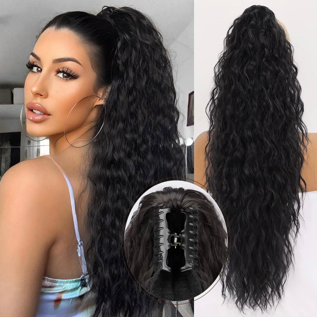 🫧🫧Limited Price ￡14.99-Last Day Promotion 49%OFF🫧Curly Wavy Frizzy Hair Extension with Ponytail