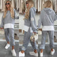Women's Hooded Patchwork Casual Sweatshirt Suit