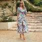 🔥New Summer Collection🎀Elegant Waist V-neck Printed Dress
