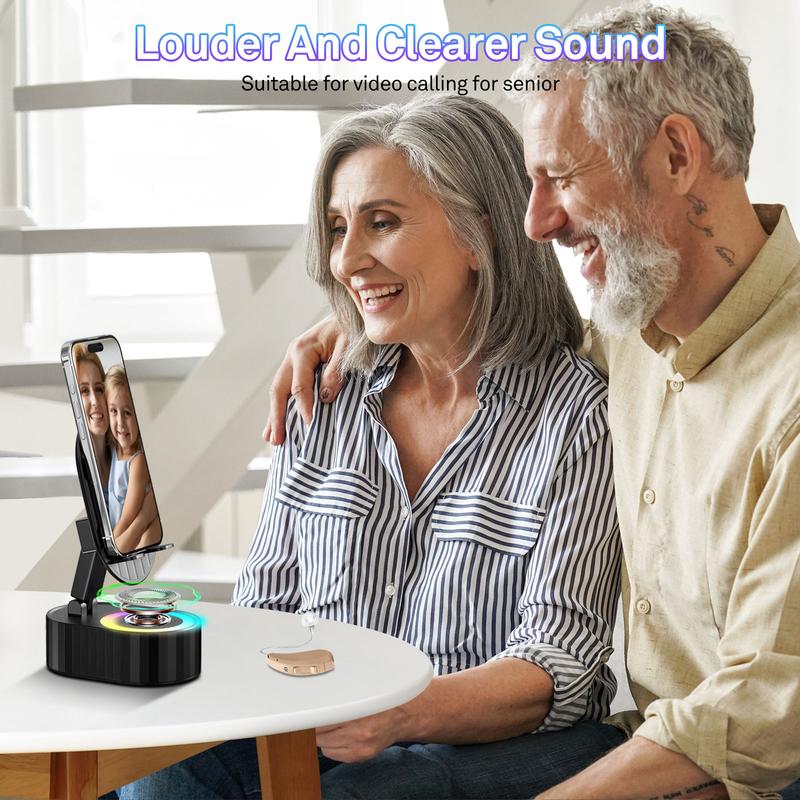 💥2025 Upgraded Cell Phone Stand with Induction Speaker/Power Bank/Atmosphere Light✨