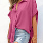 💥Hot Sale 49% Off🍃Women's Casual Button Short Sleeve Slit Hem Shirt Solid Color Tops