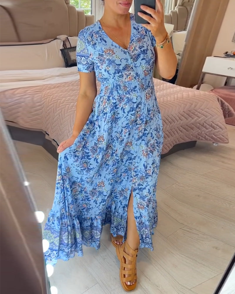 (💃Hot Sale - 56% OFF🔥) Floral Print V-neck Dress