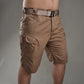 Men's Tactical Cargo Shorts, Solid Color, Multi-Pocket, Suitable for Outdoor Hiking, Summer Shorts Without Belt