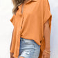 💥Hot Sale 49% Off🍃Women's Casual Button Short Sleeve Slit Hem Shirt Solid Color Tops