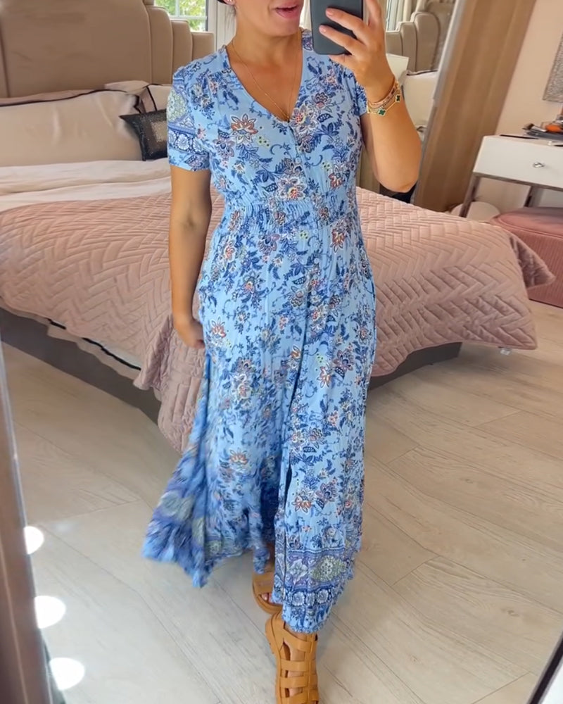 (💃Hot Sale - 56% OFF🔥) Floral Print V-neck Dress