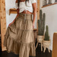 Women's High Waisted Tiered A-Line Denim Maxi Skirt