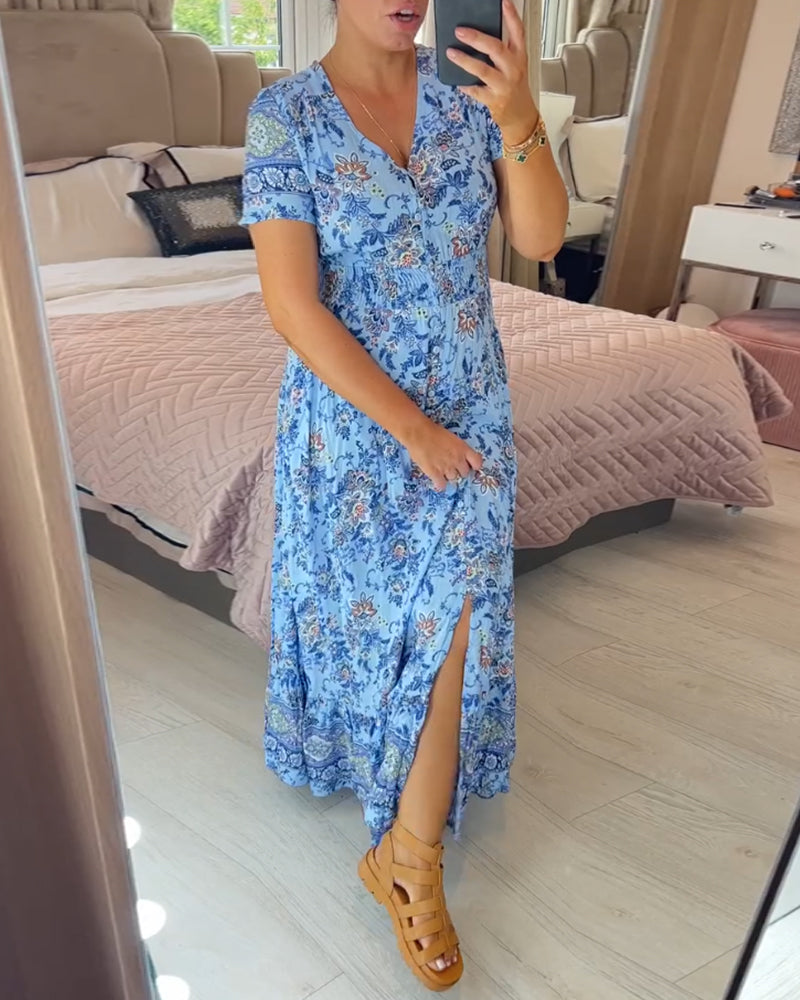 (💃Hot Sale - 56% OFF🔥) Floral Print V-neck Dress