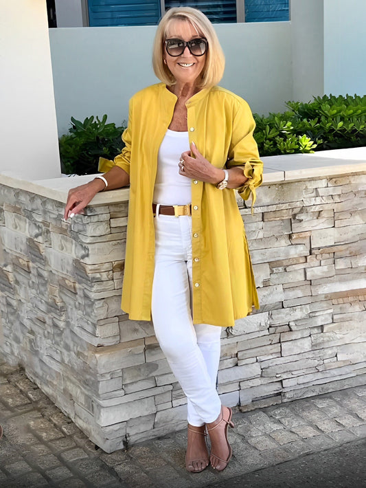 🔥2025 New Product💥Solid Color Long Cotton Shirt Jackets For Women
