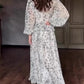 Elegant dress with printed waist and V-neck