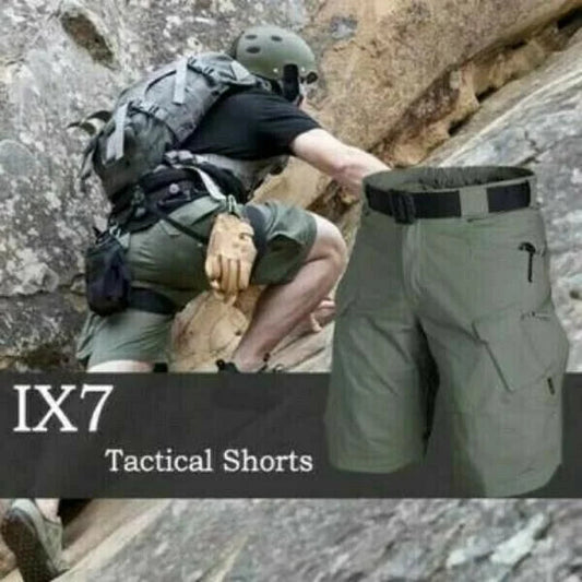 Men's Tactical Cargo Shorts, Solid Color, Multi-Pocket, Suitable for Outdoor Hiking, Summer Shorts Without Belt